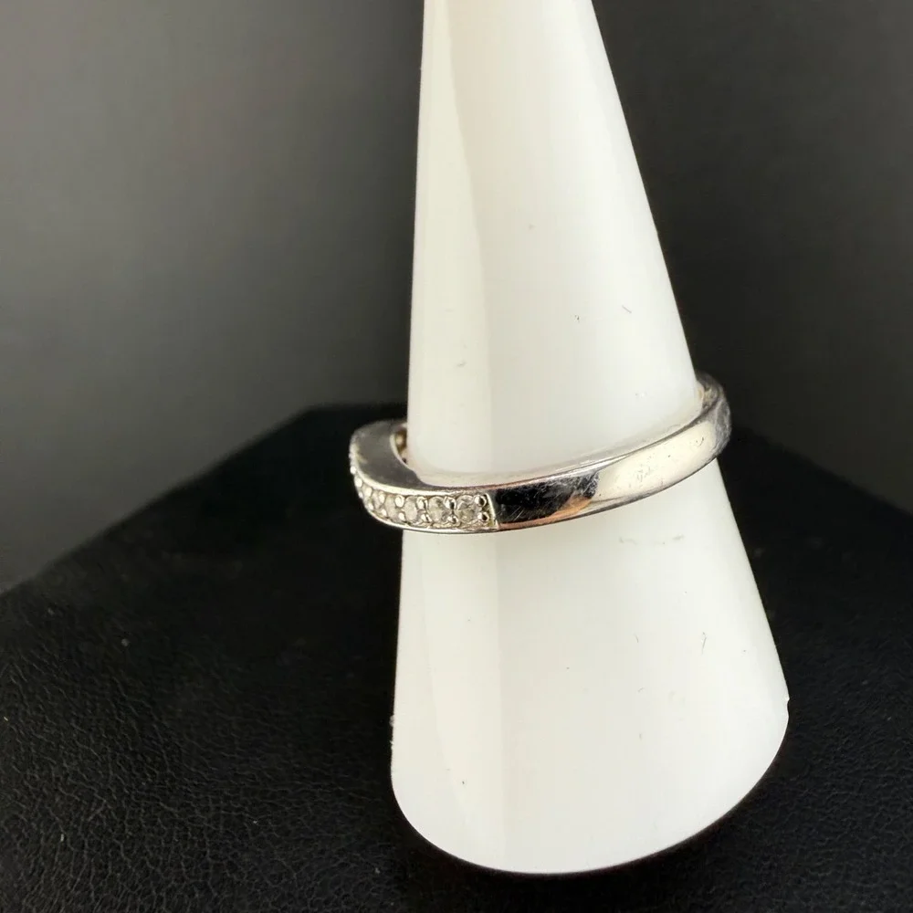 Vintage QVC Epiphany Sterling Silver Band Ring CZ Size 9